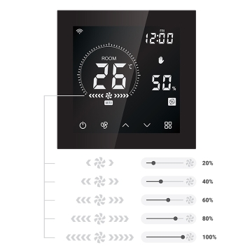 Elektronický regulátor otáček pro střešní ventilátor (rotor Eco), podomítkový, černý