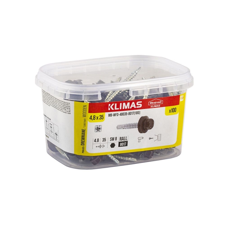 Samovrtný šroub plech–dřevo 4,8x35 mm, 6× 100 ks MB-WFD48035-8017(100)(X6)