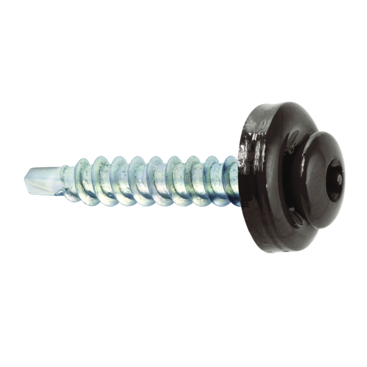 Samovrtný šroub plech–dřevo 4,8x35 mm, RAL 8019, 250 ks