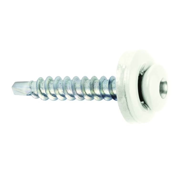 Samovrtný šroub plech–dřevo 4,8x35 mm, RAL 9010, 250 ks