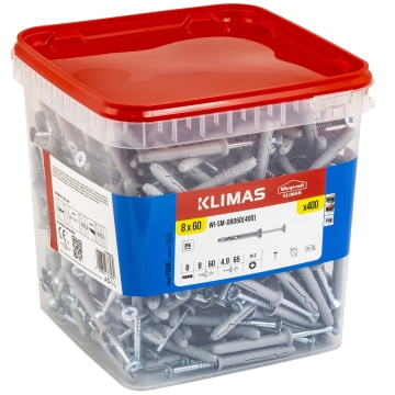 Hmoždinka natloukací s vrutem 8x60 mm, 1× 400 ks WI-SM-08060(400)
