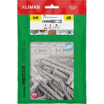 Hmoždinka rámová bez vrutu 8x65 mm, 12× 50 ks