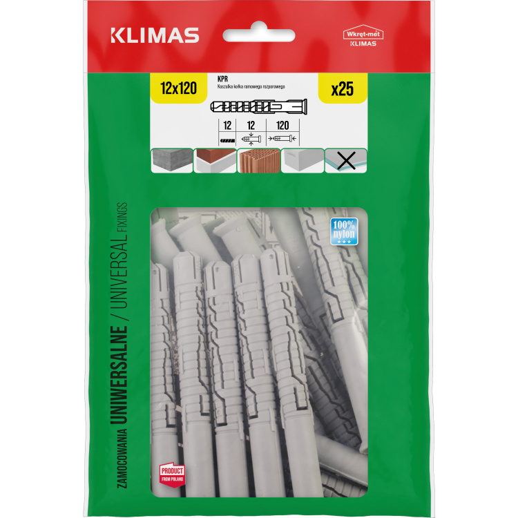 Hmoždinka rámová bez vrutu 12x120 mm, 10× 25 ks