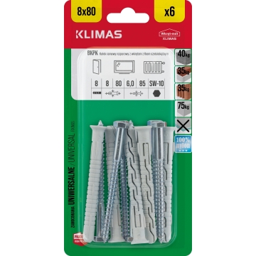 Hmoždinka rámová s vrutem 8x80 mm, 9× 6 ks blistr BKPK-08080(X9)