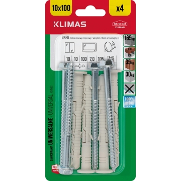 Hmoždinka rámová s vrutem 10x100 mm, 9× 4 ks blistr BKPK-10100(X9)