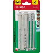 Hmoždinka rámová s vrutem 10x115 mm, 9× 3 ks blistr BKPK-10115(X9)