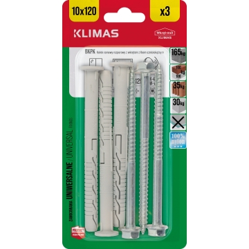 Hmoždinka rámová s vrutem 10x115 mm, 9× 3 ks blistr BKPK-10115(X9)