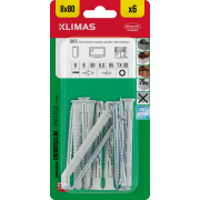 Hmoždinka rámová s vrutem 8x80 mm, 9× 6 ks blistr BKPS-08080(X9)