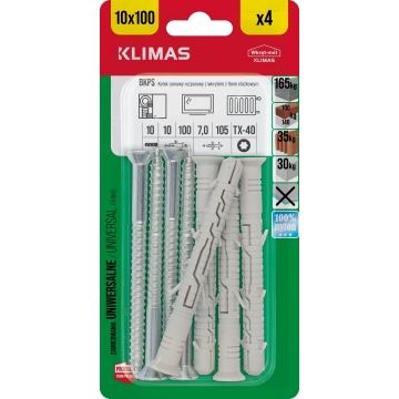 Hmoždinka rámová s vrutem 10x100 mm, 9× 4 ks blistr BKPS-10100(X9)