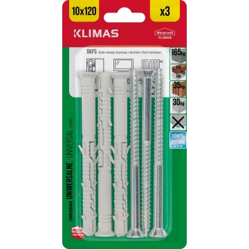 Hmoždinka rámová s vrutem 10x115 mm, 9× 3 ks blistr BKPS-10115(X9)