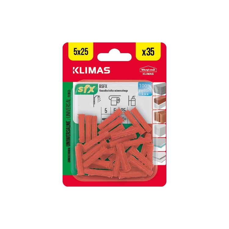 Hmoždinka uzlovací 5x25 mm, 10× 35 ks blistr