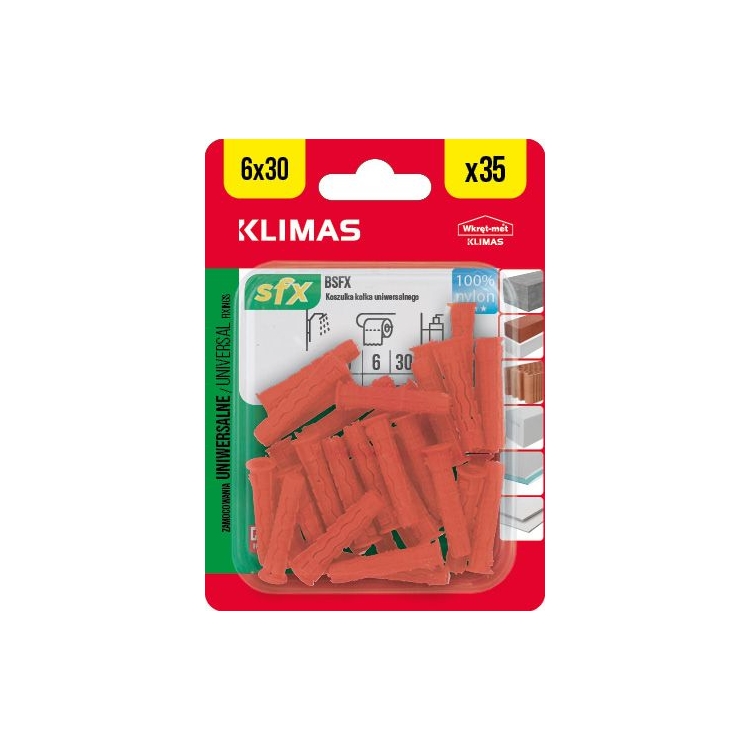 Hmoždinka uzlovací 6x30 mm, 10× 35 ks blistr