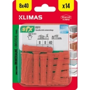 Hmoždinka uzlovací 8x40 mm, 10× 14 ks blistr