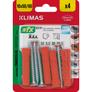 Hmoždinka uzlovací 10x50/60 mm, 10× 4 ks blistr BSFXP-10050060(X10)