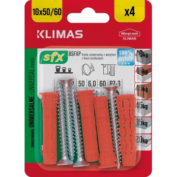 Hmoždinka uzlovací 10x50/60 mm, 10× 4 ks blistr BSFXP-10050060(X10)