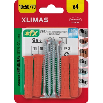 Hmoždinka uzlovací 10x50/70 mm, 10× 4 ks blistr BSFXP-10050070(X10)