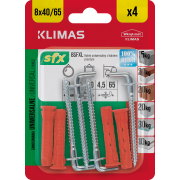 Hmoždinka uzlovací 8x40/65 mm, 10× 4 ks blistr