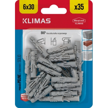 Hmoždinka univerzální bez vrutu 6x30 mm, 20× 35 ks blistr