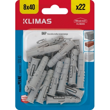 Hmoždinka univerzální bez vrutu 8x40 mm, 10× 22 ks blistr