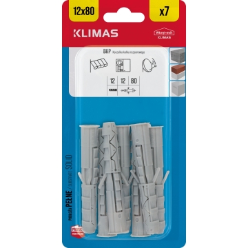 Hmoždinka univerzální bez vrutu 12x80 mm, 9× 7 ks blistr