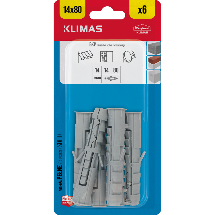 Hmoždinka univerzální bez vrutu 14x80 mm, 5× 6 ks blistr