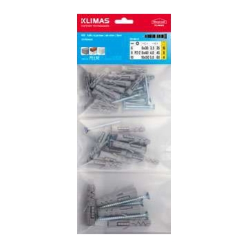 Hmoždinka univerzální s vrutem 6x30/8x40/10x50 mm, 1 sáček (16+8+4ks/sáček)