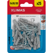 Hmoždinka rozpěrná s vrutem zápustným 6x30/3,5x30 mm, 10× 25 ks blistr