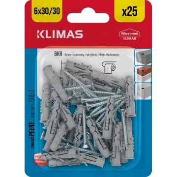 Hmoždinka rozpěrná s vrutem zápustným 6x30/3,5x30 mm, 10× 25 ks blistr