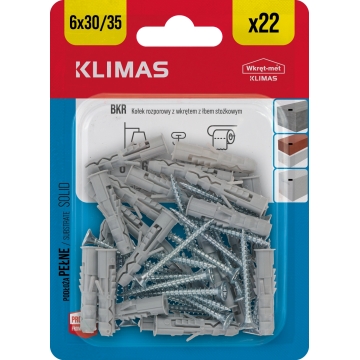 Hmoždinka rozpěrná s vrutem zápustným 6x30/3,5x30 mm, 10× 22 ks blistr