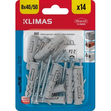 Hmoždinka rozpěrná s vrutem zápustným 8x40/4x50 mm, 10× 14 ks blistr