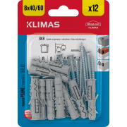 Hmoždinka rozpěrná s vrutem zápustným 8x40/4x60 mm, 10× 12 ks blistr