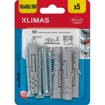 Hmoždinka rozpěrná s vrutem zápustným 10x60/6x60 mm, 10× 5 ks blistr