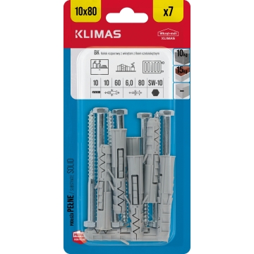 Hmoždinka rozpěrná s vrutem 6HR 10x60x/6x80 mm, 9× 7 ks blistr