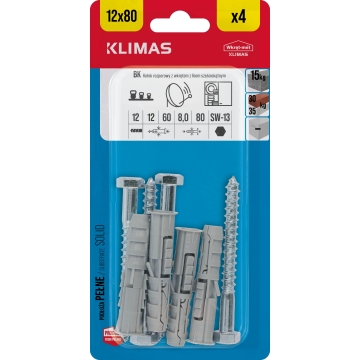 Hmoždinka rozpěrná s vrutem 6HR 12x60/8x80 mm, 9× 4 ks blistr