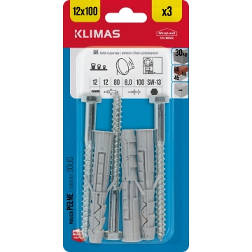 Hmoždinka rozpěrná s vrutem 6HR 12x60/8x100 mm, 9× 3 ks blistr