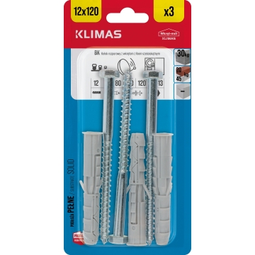 Hmoždinka rozpěrná s vrutem 6HR 12x60/8x120 mm, 9× 3 ks blistr
