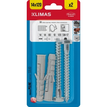 Hmoždinka rozpěrná s vrutem 6HR 14x80/10x120 mm, 9× 2 ks blistr