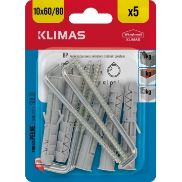 Hmoždinka univerzální s rovným nebo kruhovým hákem 10 mm, 10× 5 ks blistr BP-10D(X10)
