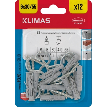 Hmoždinka univerzální s rovným nebo kruhovým hákem 6 mm, 10× 12 ks blistr BS-06(X10)