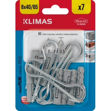 Hmoždinka univerzální s rovným nebo kruhovým hákem 8 mm, 10× 7 ks blistr