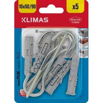 Hmoždinka univerzální s rovným nebo kruhovým hákem 10 mm, 10× 5 ks blistr BS-10(X10)