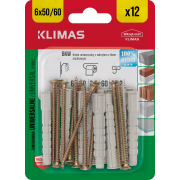 Hmoždinka univerzální s vrutem 6/3,5x60 mm, 10× 12 ks blistr