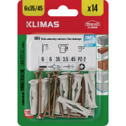 Hmoždinka rozpěrná 6x45 mm, 10× 14 ks blistr