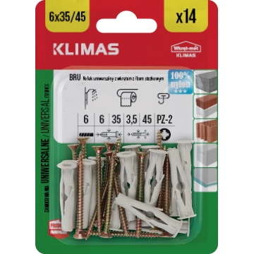 Hmoždinka rozpěrná 6x45 mm, 10× 14 ks blistr
