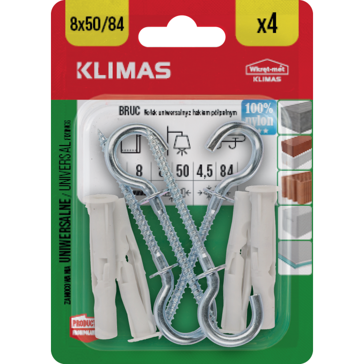 Hmoždinka rozpěrná 8x84 mm, 10× 4 ks blistr BRUC-08084(X10)