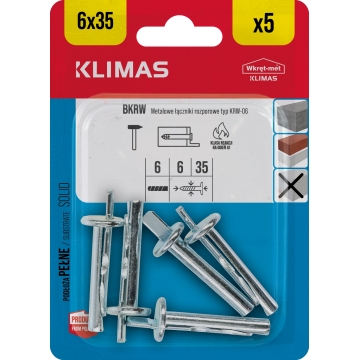 Kotva natloukací pro montáž stropních podhledů 6x35 mm, 10× 5 ks blistr