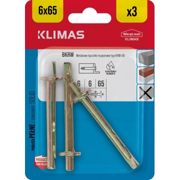 Kotva natloukací pro montáž stropních podhledů 6x65 mm, 10× 3 ks blistr