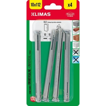 Kotva kovová pro montáž zárubní 10x112 mm, 9× 4 ks blistr