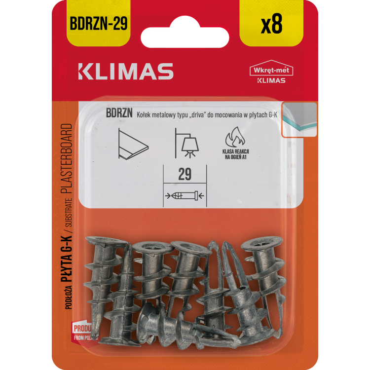 Hmoždinky do sádrokartonu 29 mm, 10× 8 ks blistr