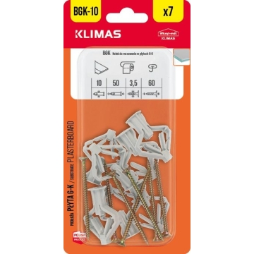 Hmoždinky do sádrokartonu 10 mm, 9× 7 ks blistr
